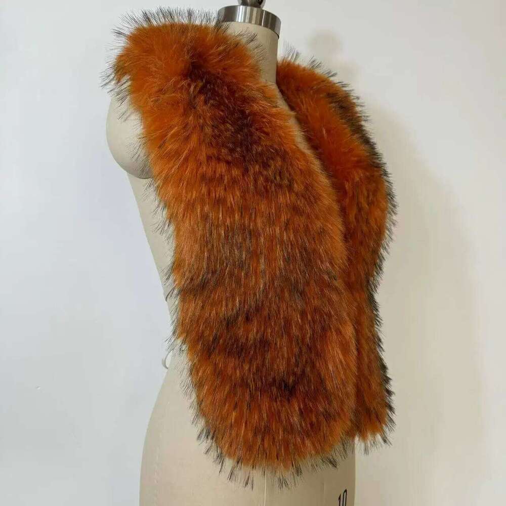 Streetwear New Faux Raccoon Vest Women Fuax Fur Halter Top vest with slides