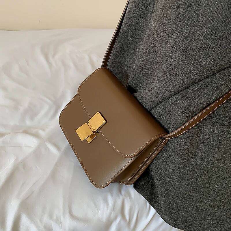 Elegant Small Square Women's Shoulder Crossbody Bag Premium Texture Versatile Buckle Handbag