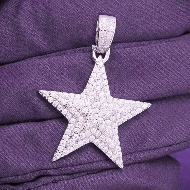 Hip Hop VVS Bling Moissanite Iced Out Mens Cluster Star Pendant With 925 Sterling Silver Pass Diamond Tester