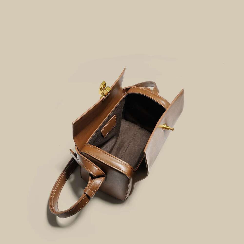 2023 Korean Vintage Box Women Split Cowhide Leather Underarm Shoulder Bag Lady Ins Fashion Small Square Messenger Handbag