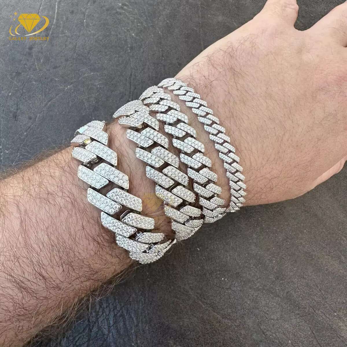 Wholesale Custom 8mm 12mm 16mm 20mm Hiphop Rock Cuban Bracelets Necklace 2 Rows Iced Out Moissanite Diamonds Cuban Link Chains