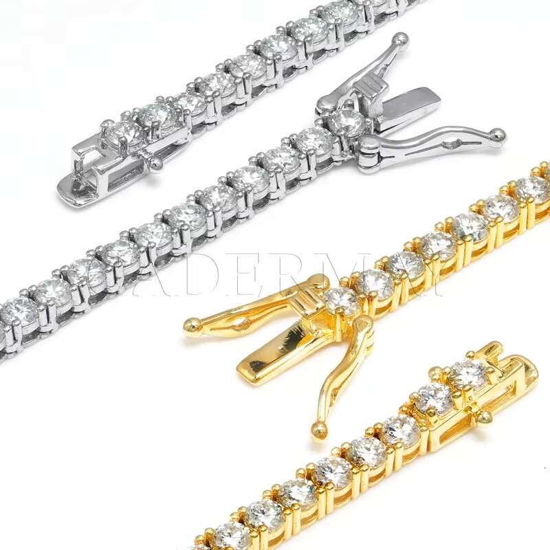 Cadermay Wholesale Price Moissanite Tennis Bracelet Necklace 2mm 3mm 4mm S925 Trendy Hip Hop Iced Out Chain