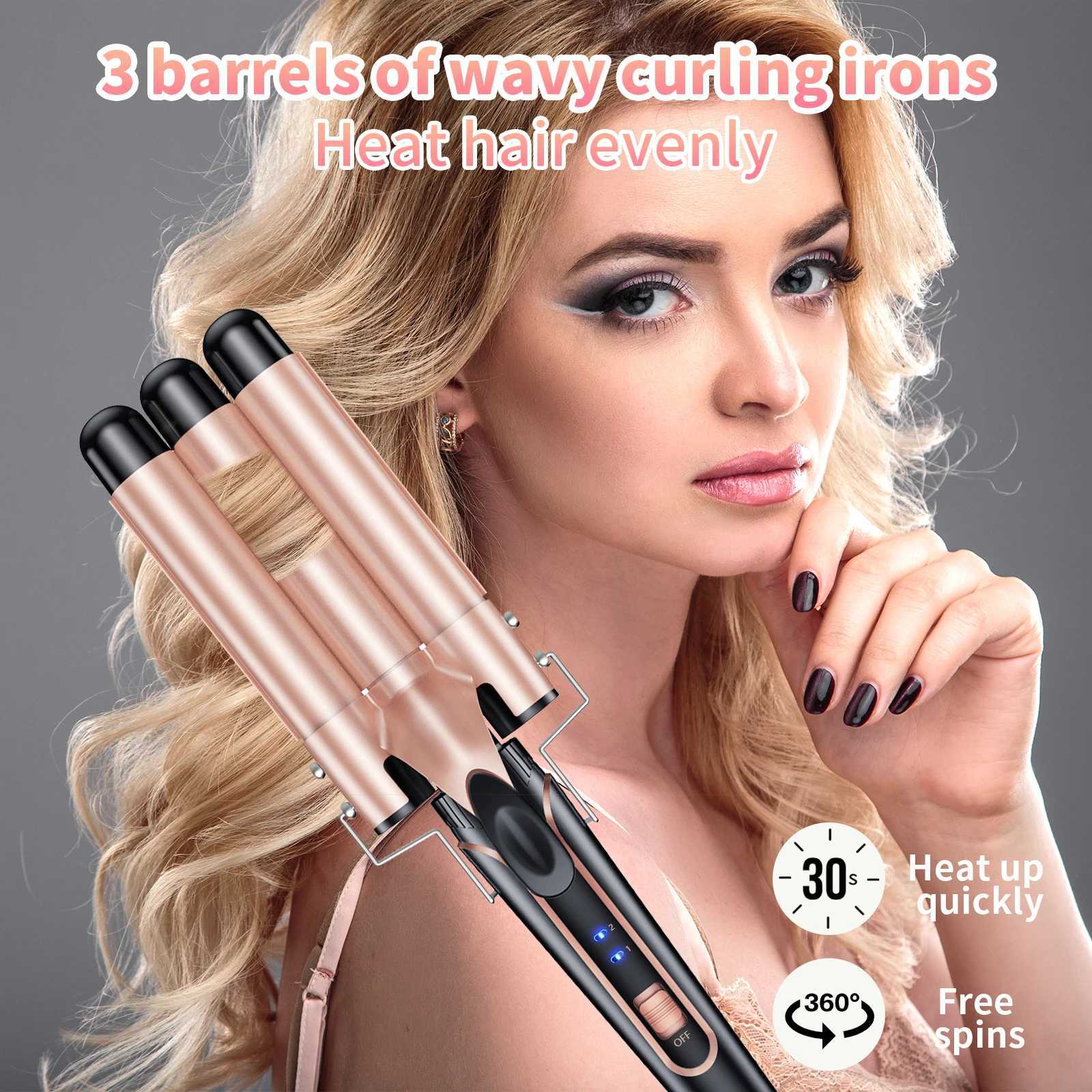 5 in 1 Curling Iron Set with Curling Brush 0.35-1.25 Hair Curler Wand for Hairstyle and Heat Resistant Gloves and Hair ClipsXJ250528