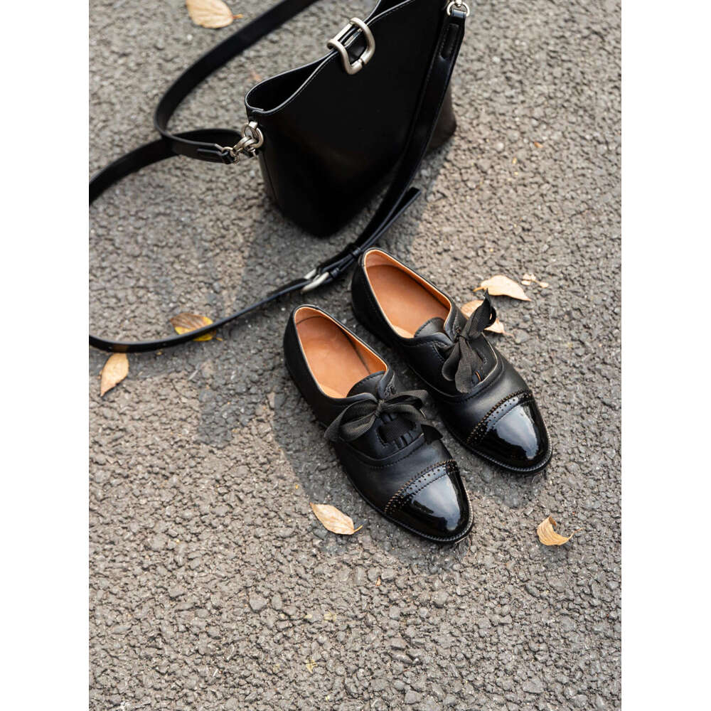 British Style Genuine Leather Bowknot Strap Loafers 2025 Spring New Chunky Heel Versatile Single Women's Shoes