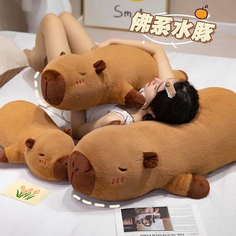 60cm-100cm Kawaii Giant Strip Capybara Plush Doll Pillow Lying Brown Orange Wings Creative Capybara Plush Toy Home Decor Z250529