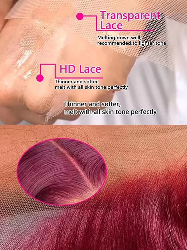 Straight Burgundy Red 13x4 Lace Frontal Wigs Human Hair Red 99J Colored Pre Plucked Wig Transparent Lace Front Human Hair Synthetic Wigs