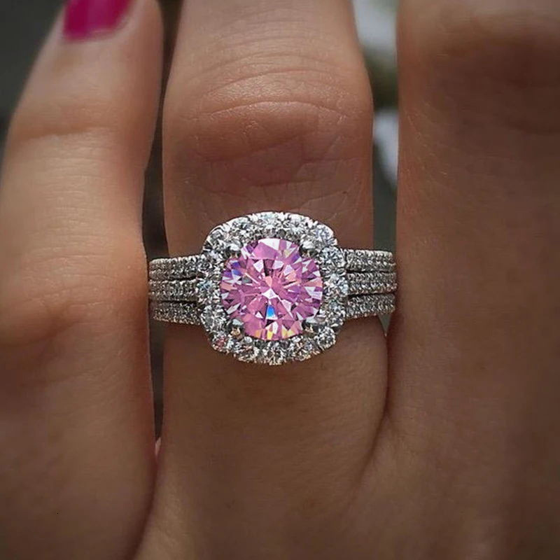 Luxurious Crystal Ring Romantic Engagement Wedding Ring Alloy Jewelry Gift for Women