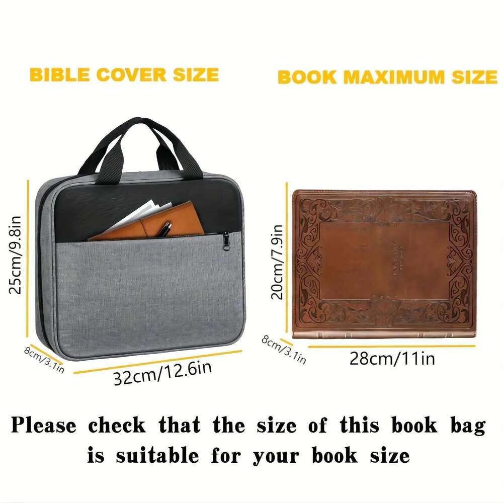 Cover, Carrying Book Case Church Bag Bible Protective with Handle and Zippered Pocket, Gift for Mother Lady Women Men