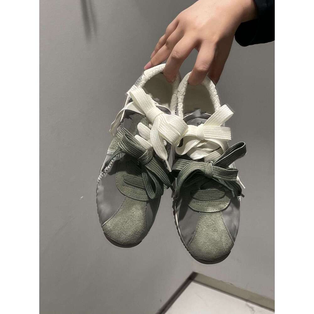 Genuine Leather Thick-Soled Flat-Soled Mandarin Duck Bowknot German Training for Women, New Autumn and Winter Casual Lightweight Sports Shoes, Agan Sh