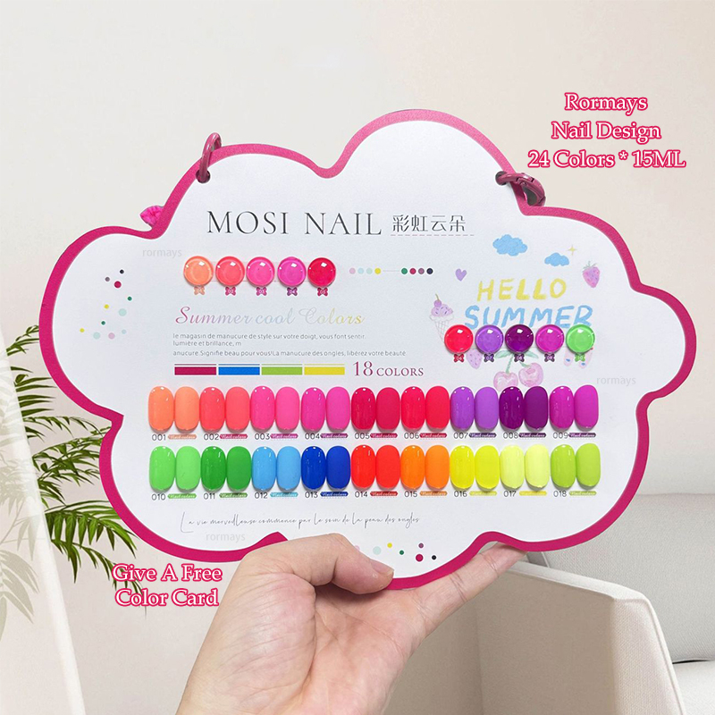 Rormays rainbow color gel polishing 18PCS mixed varnish semi permanent immersion fluorescent color ultraviolet LED primer salon Primer wholesale facto