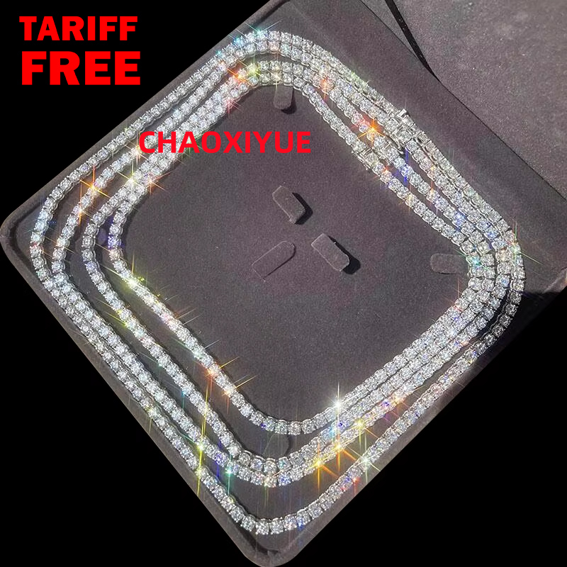 Cheapest Price Hip Hop 925 Sterling Silver 2mm 3mm 4mm 5mm 6.5mm VVS Moissanites Diamond Necklace Moissanite Tennis Chain