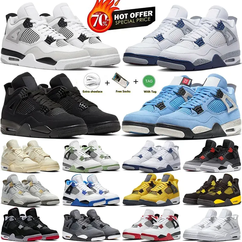 Designer Black Cat 4S basketball shoes Men Women Sneaker Metallic Gold Military Bred Sail Red Cement Thunder Oreo University Blue Pine Green Sports Trainers