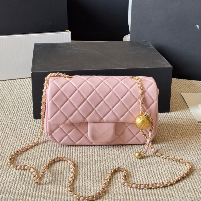 Luxury Designer Classic Mini Flap Gold Crush Ball Quilted Bags Lambskin Crossbody Purse Adjustable Shoulder Strap Large Capacity Fashion Trend Handbags 20CM