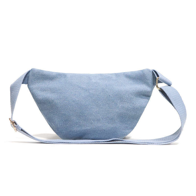Unisex New Fashion Simple Cotton Denim Waist Outdoor Sports Single Shoulder Crossbody Bag