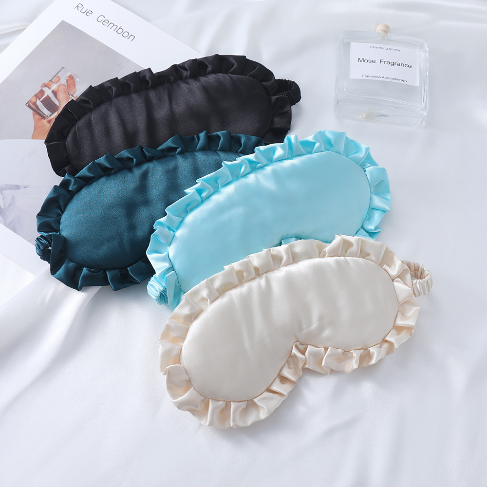 Imitation silk lace lotus leaf edge, outdoor travel, nap time, blackout sleep mask, small fresh eye mask batch