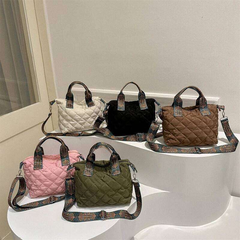Designer Brand Lingge Quilted Padded Large Tote Nylon Women Handbags Design Shoulder Crossbody Bags Shopper Bag