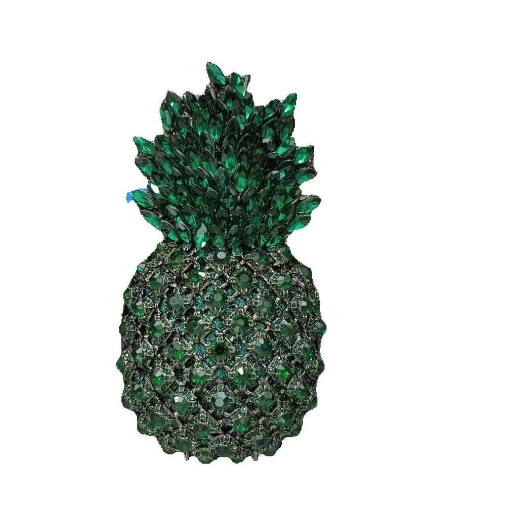 Designer Luxury Pineapple Fruits Unique Women Rhinestones Designer Handbags Crystal Party Prom Clutches Fashion Metal Chain Bags