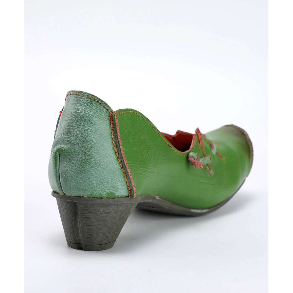 TMA EYES Women's Novelty Retro Style Low Heel Shoes with Shallow Lace