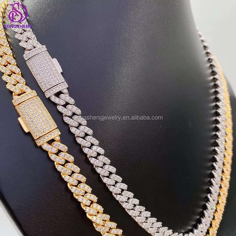 Custom Premium Jewelry 8mm Moissanite Cuban Link Chain Miami Real 925 Sterling Silver Cadena Cubana Diamond Hip Hop Jewelry