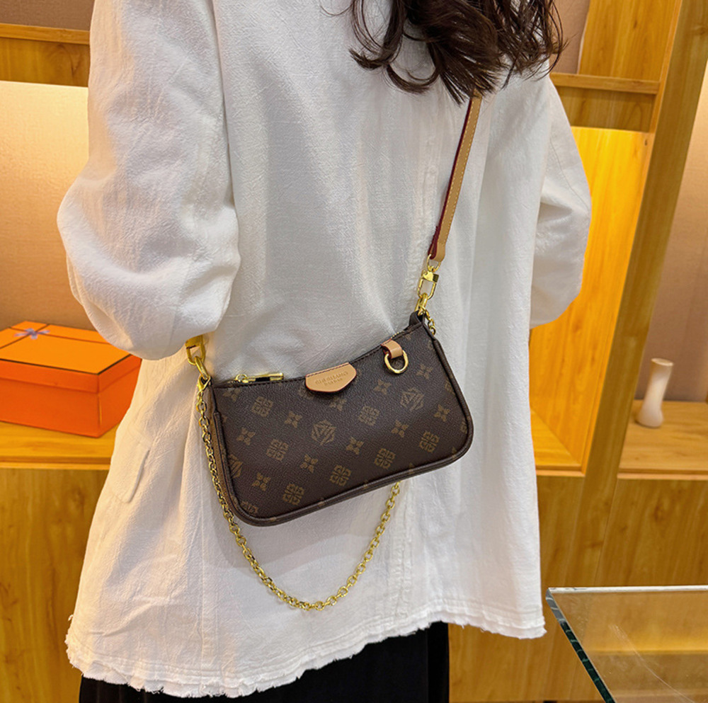 Free shipping single shoulder crossbody bag texture hand bag armpit new mahjong bag temperament fashion color contrast87