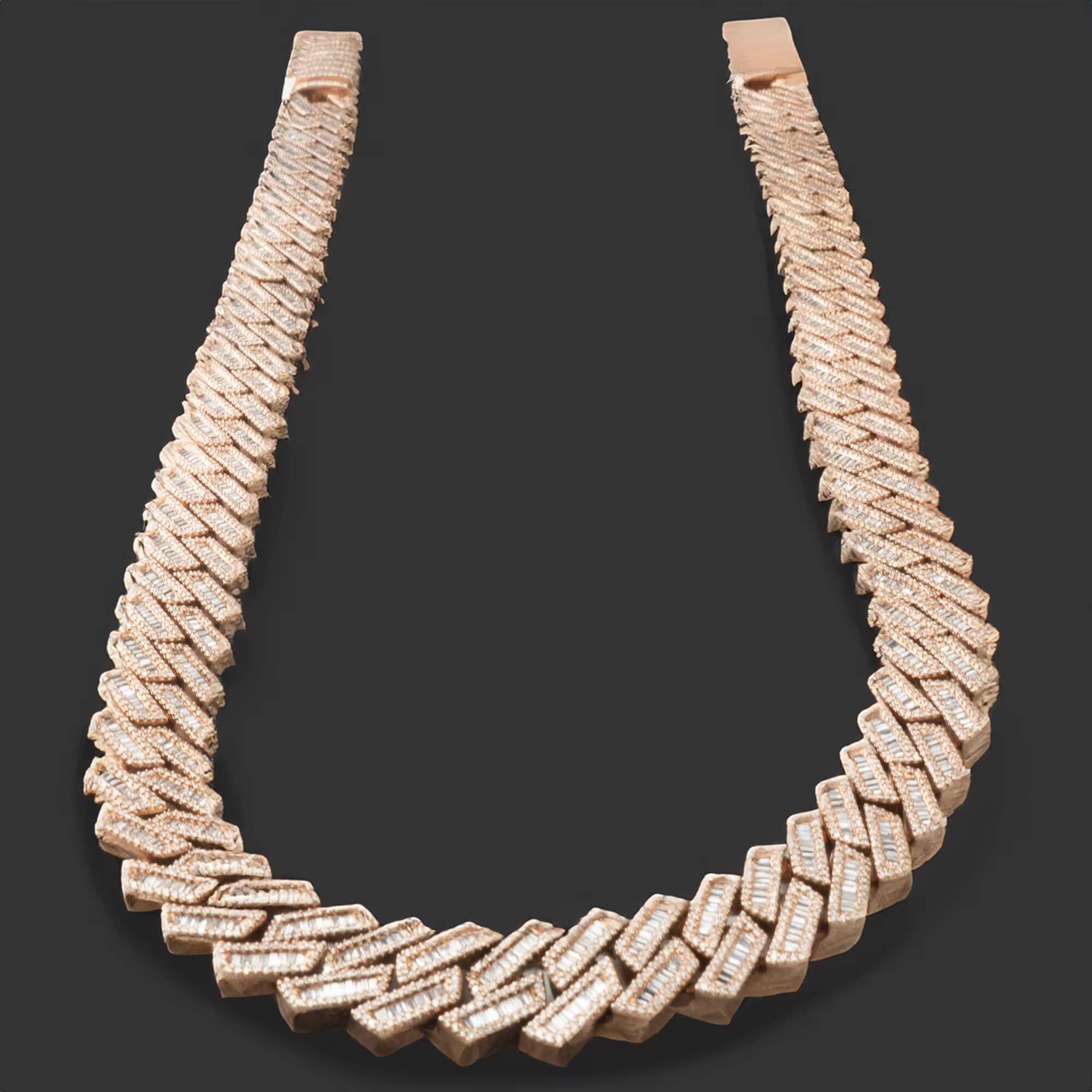 925 Sterling Silver Moissanite VVS Diamond Iced Rose Gold Plated Cuban Chain Necklace Custom Hip Hop Body for Men Women Weddings
