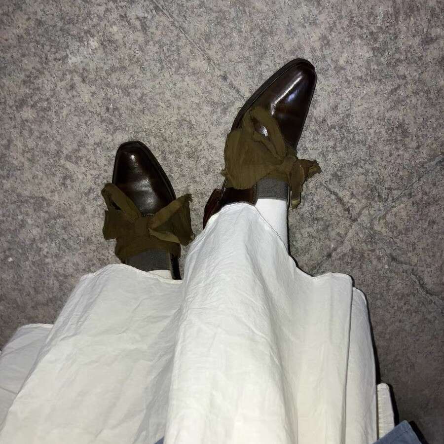 Genuine Leather Niche Bowknot Strap Pleated Square Toe Women's Loafers 2025 New Chunky Heel Single Shoes