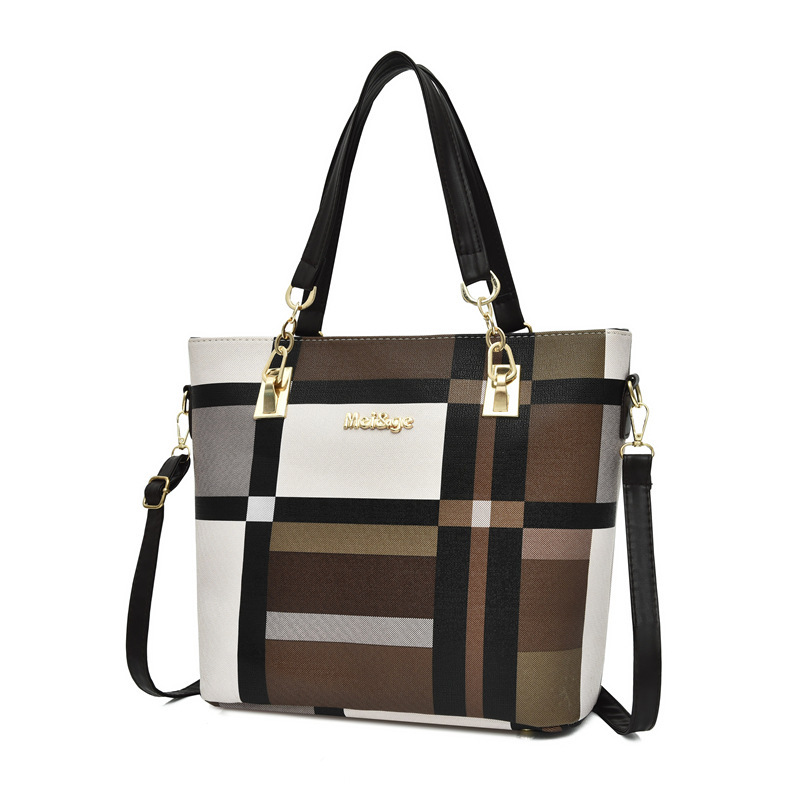 designer bag 2023 new fashionable plaid six piece set for women's bags, mother bag, large capacity single shoulder carrying crossbody bag