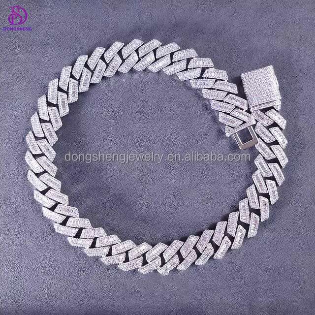 Custom Hip Hop Fine Jewelry Diamond Necklace 15mm 18mm Iced Out VVS Moissanite Cuban Link Chain Necklaces