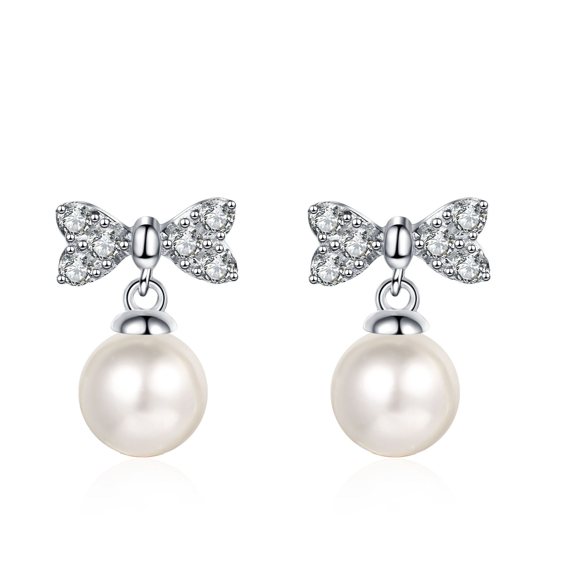 Chic Pair of Silver Hinged Hoops Complemented by Exquisite White Pearls Plus Dazzling 0.3 Carat Equivalent Simulated Gemstones