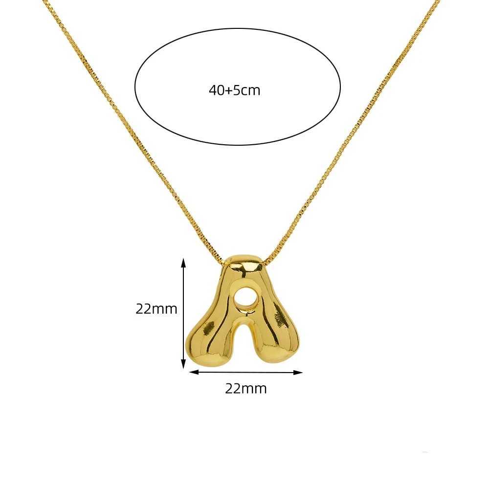New Arrival Golden Color Stainless Steel Initial Necklace for Women Girls Chunky Bubble Letter Pendant Necklaces Trendy Collar Jewelry Gift V250618