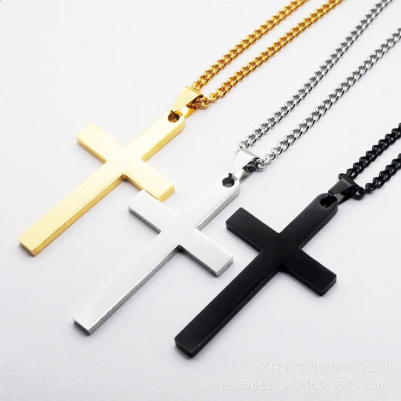 Wus Fashion Cross Pendant Necklace Ladies Mens Stainless Steel Chain Charm Cool Boys Girls Jewelry Gift 250519