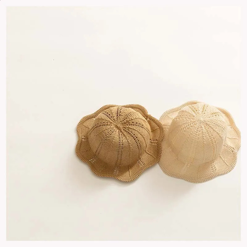 Arrived Baby Sun Hat Girls Mesh Fisherman Hat Outing Breathable Sun Protection Summer Cap Ruffled Flower Shape Bucket Cap 250527