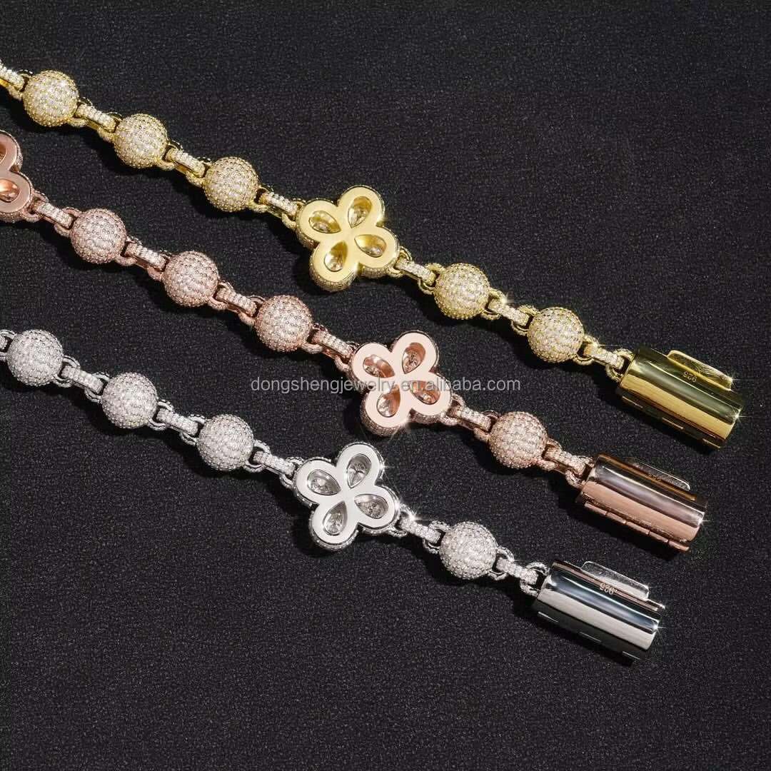 Custom 925 Sterling Silver Iced Out Vvs D Color Moissanite Diamond Cuban Link Chain Necklaces for Men Women Jewelry