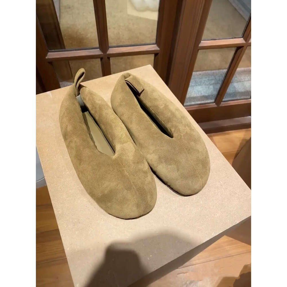 Genuine Leather Korean Style Lazy Bread Round Toe Single Women 2025 New Spring Fashion Ballet Flat Shoes