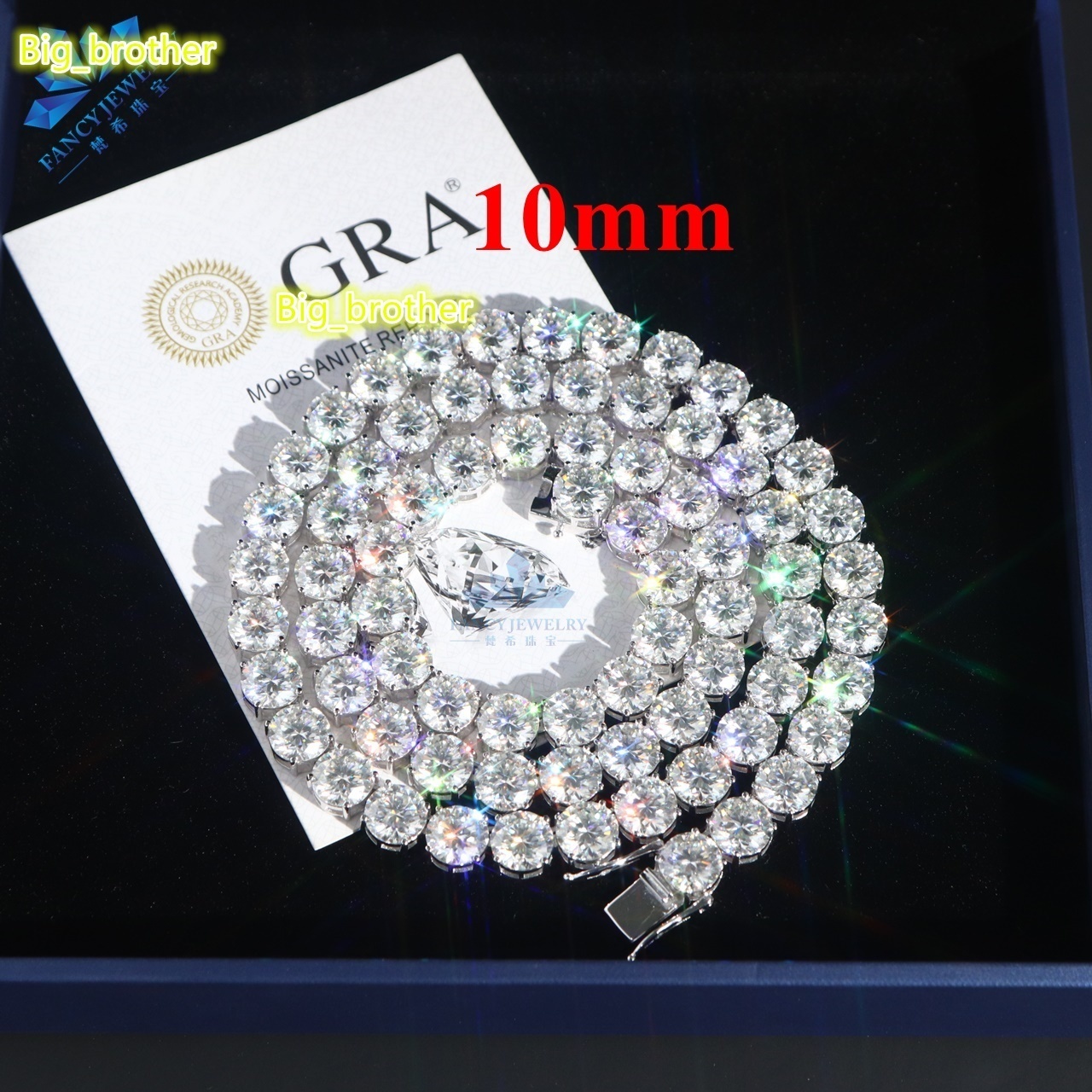925 Sterling Silver Hip Hop Tennis Chain VVS D Color Fancy Moissanite 2MM-6.5MM Diamond Men Women Wholesale Price High Quality