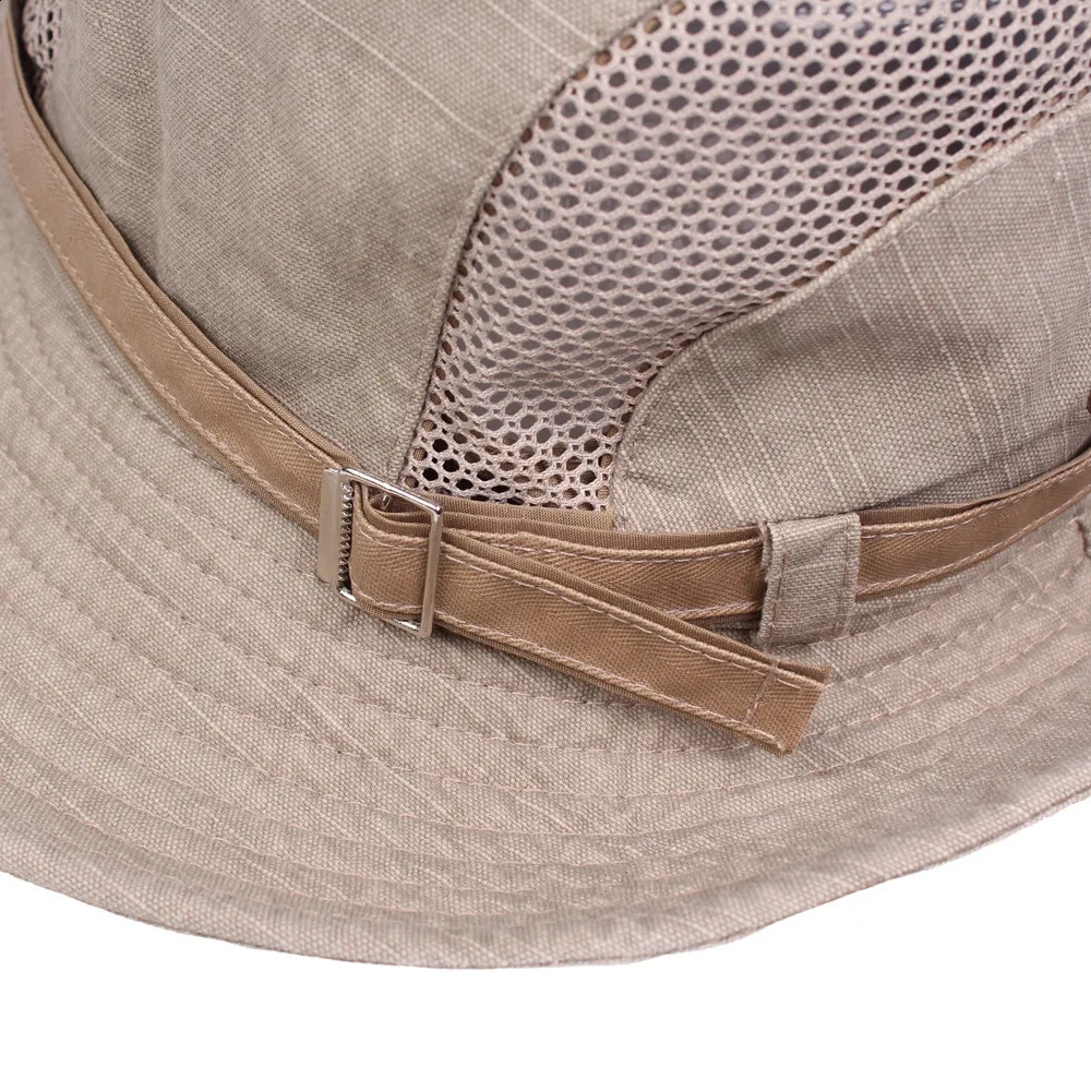 Outdoor Bucket Hat Men Summer Breathable Panama Cap Cotton Jungle Fishing Mesh Hat Hiking Beach Sun Protector Caps For Mens 250523