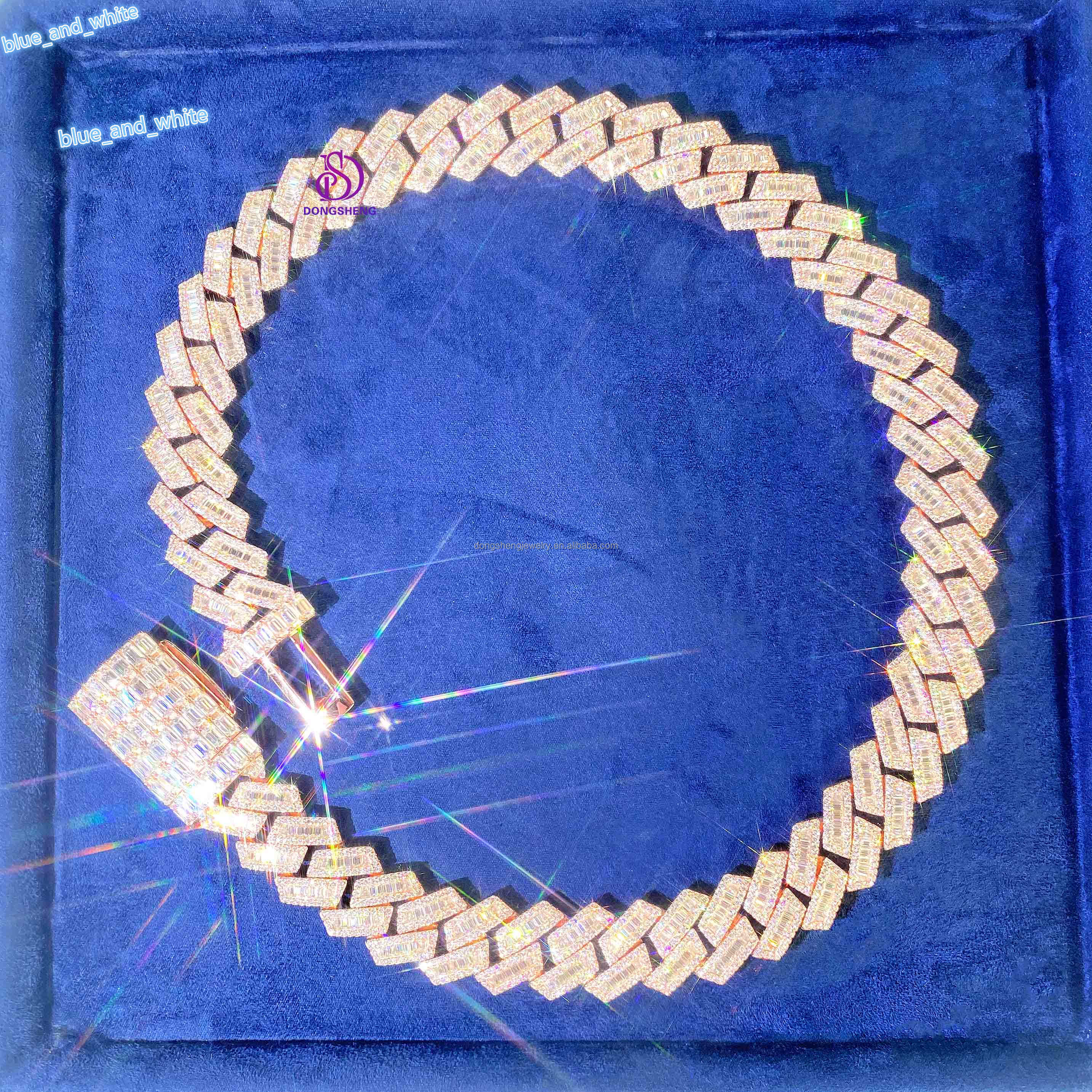 14K 18K Plating Gold Hip Hop Jewelry 925 Silver Necklace 15mm 18mm Iced Out Diamond Moissanite Cuban Chain
