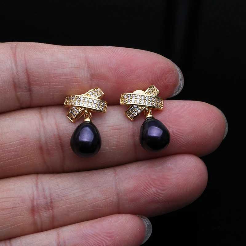 Trendy Pearl Womens Earrings Wedding Natural Freshwater Pearl Earrings Anniversary Gift White Black L250527