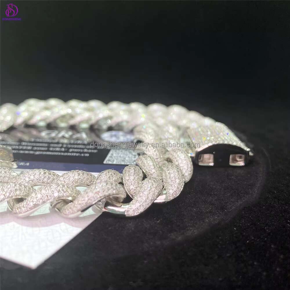 18mm 20mm Hip Hop Cuban Chain 925 Sterling Silver Fashion Jewelry Ice Out Vvs Moissanite Diamond Cuban Chain for Men
