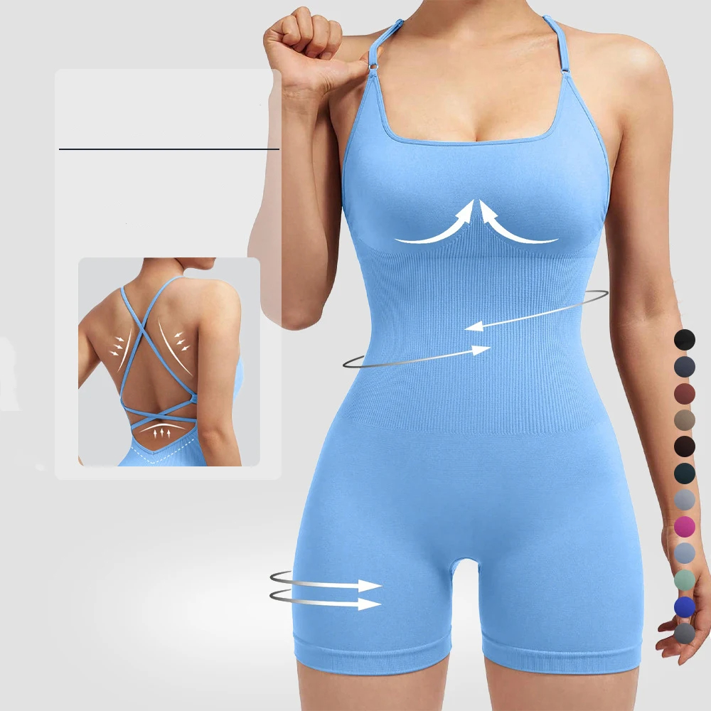 Seamless Sexy Peach Butt Fitness Wear Cross-Border European American Style Yoga Suit Without Awkward Lines Sports Backless Desig Yoga Suit One-Piece Y