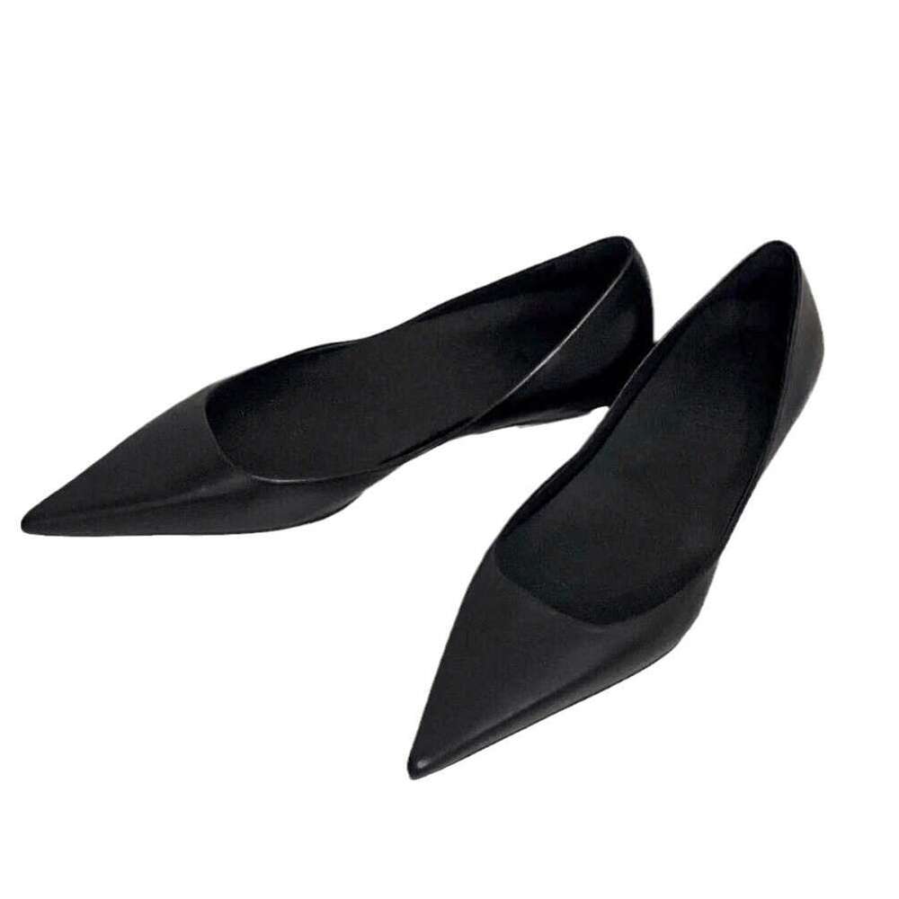 Genuine Leather French Niche High-End Pointed Toe Shallow Mouth Single for Women 2024 Summer Versatile Low Tapered Heel Commuter Shoes
