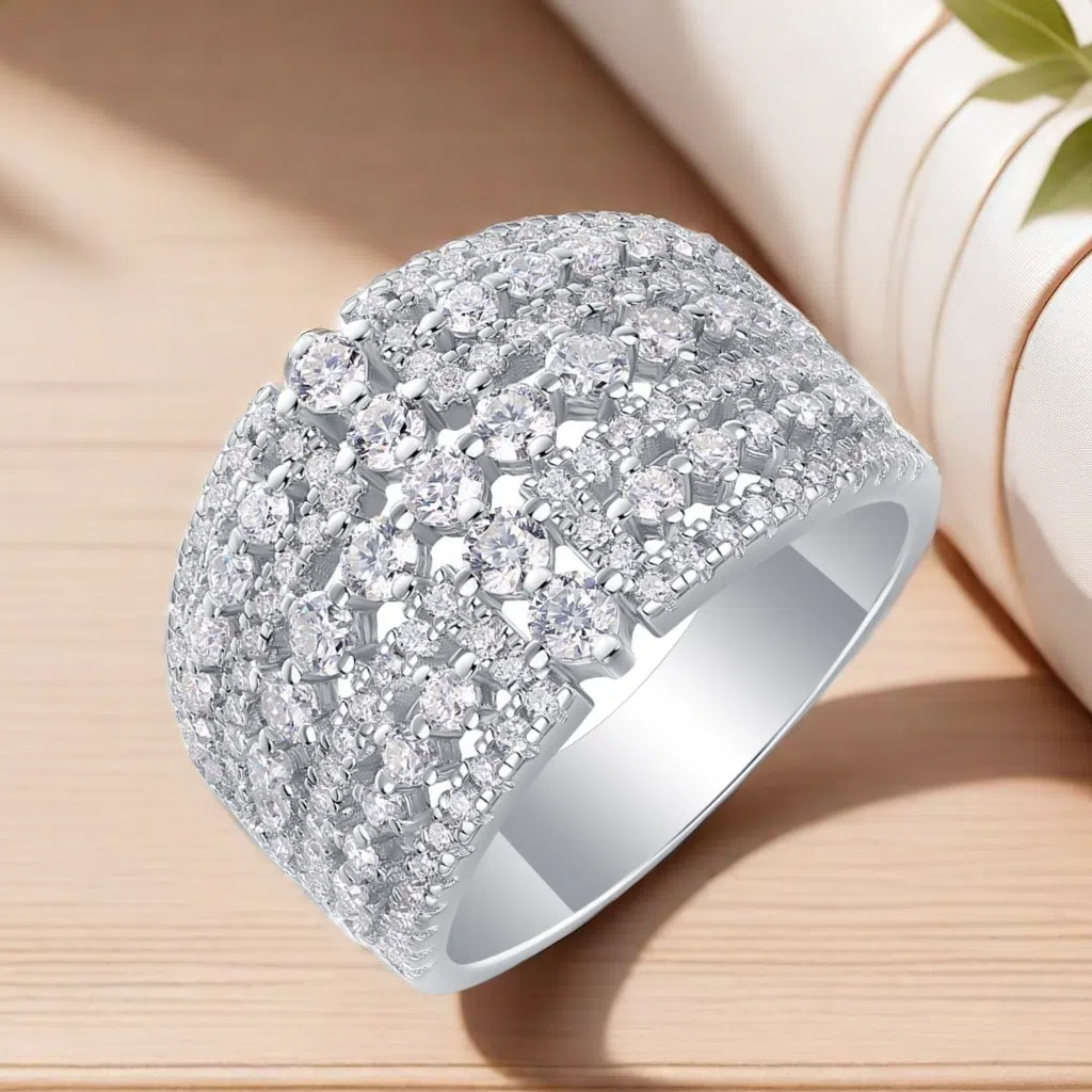 133 Moissanite stones S925 sterlin silver flight of time personalized fashionable band ring elegant luxurious designer high-end unique distinct jewelr