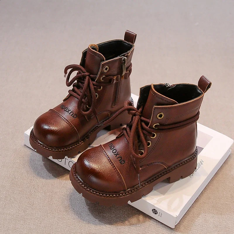 Children Short Boots for Girls Autumn Winter Fashion Korean Style Soft Thick Sole Anti-slippery Versatile Leather Shoes 250527