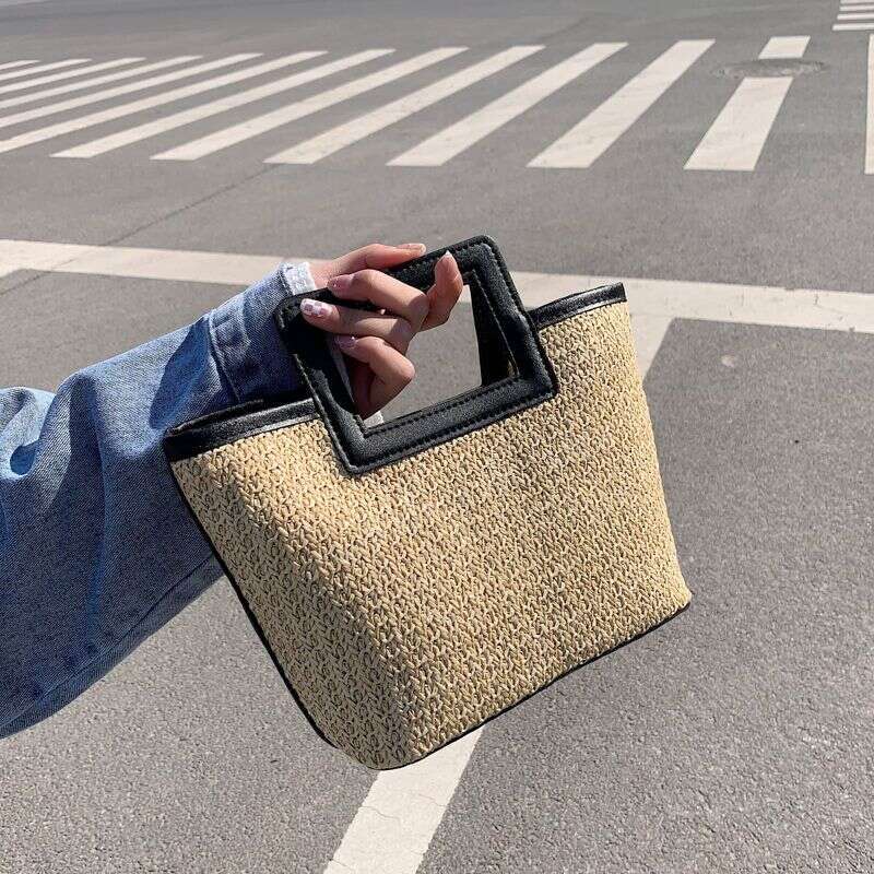 Handbag Summer New Straw Woven Basket Small Versatile Lunch Box Handheld Bag Coin Purse