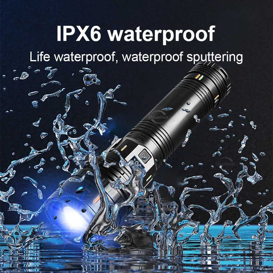 Super High Power LED Flashlight10000000LM Rechargeable Torch Light For Outdoor Fishing Camping Waterproof Tactical FlashlightsXJ250529