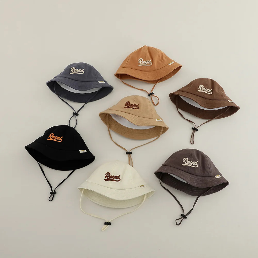 Bucket Hats Spring Cute Embroidered Letter Sunhat Fishing Hat Sunshade Visor Boys Girls Outdoor Beach Cap For 6-24M 250523