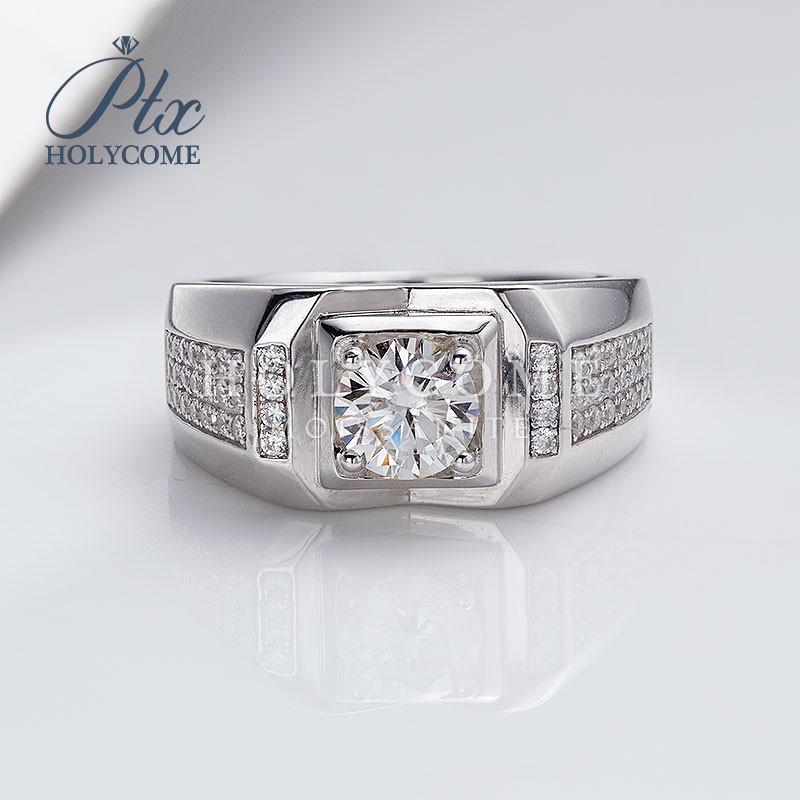 1CT Moissanite Ring Sterling Sliver 925 Men's Rings Couple Wedding Engagement Luxury White D VVS Clarify Good Quality Moissanite Mens Diamond Rin