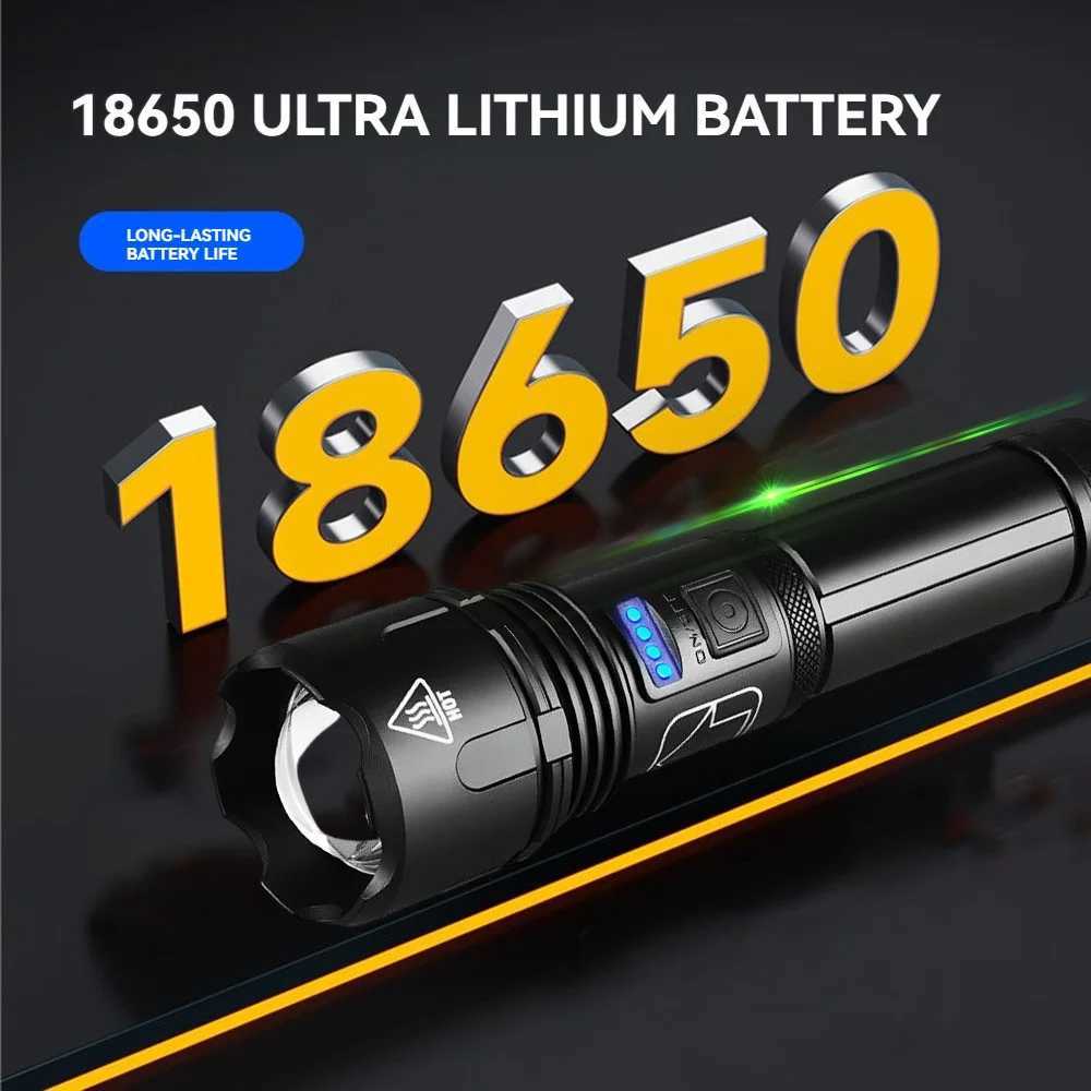 Metal Super Bright Long Range LED Flashlight Tactical Light Rechargeable Light Zoom Torch Camping Lantern Outdoor Waterproof XJ250529