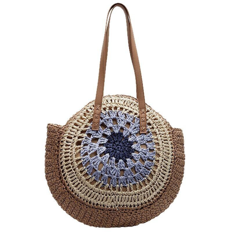 designer bag Fashion round straw woven large capacity for women 2025 new vacation beach shoulder tote bag