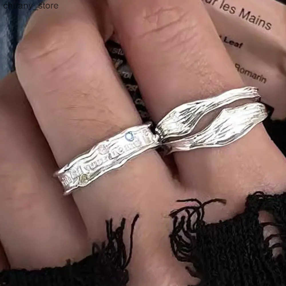 925 Sterling Silver Rings for Women Couple Minimalist Handmade Simple Letters Zircon Ring Party Jewelry Gift Prevent Allergy z250529WIDO